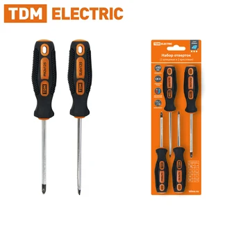 

4 PCs screwdriver set: Sl5х75, sl6х100, ph1х75, ph2х100 (blister), CR-V "diamond" TDM sq1013-0201