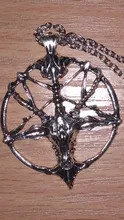 Collar de cadena con colgante de cabeza de cabra y calavera, joyería Vintage, pentagrama, hombre y mujer