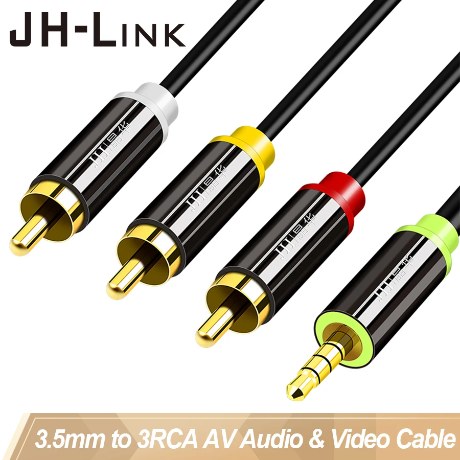 JH-LINK RCA Cable 3.5mm TO 3RCA Audio AUX Jack 3.5 Amplifiers Home Theater HiFi Stereo |
