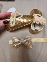 Ma & Baby-zapatos de princesa para bebés recién nacidos de 0 a 18 meses, con lentejuelas y lazo, para primeros pasos y diadema