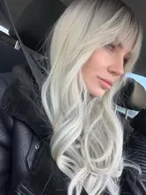 HENRY MARGU-pelucas de cabello sintético degradado para mujer, largo ondulado, negro, gris, ceniza, blanco, con flequillo, pelo de Cosplay Natural, resistentes al calor