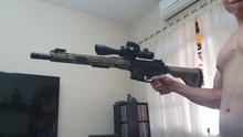 Fire Wolf-Mira iluminada telémetro para caza, rifle de retícula holográfica, visor de 4 retículas, láser rojo de 20 mm, ideal cacería, 4-12x50
