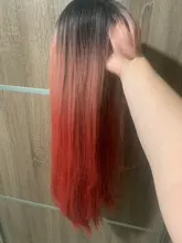 LOUIS FERRE negro Rosa rojo pelucas Cosplay largo recto Ombre peluca sintética con flequillo negro las mujeres Afro resistente al calor de fibra