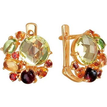 

Esthete earrings with scatter of colored stones in red gold