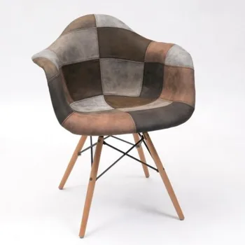 

Upholstered armchair patchwork MONET tone sand inspiration armchair Tower Eames