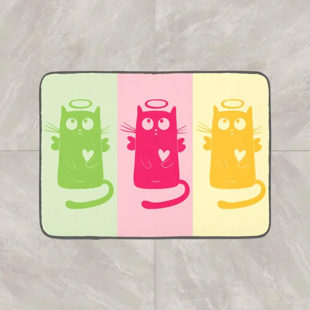 Else зеленый розовый желтый кошки 3d узор принт противоскользящие декоративные пол двери Коврики для дома прихожей гостиной