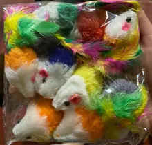 pawstrip Rabbit Fur False Mouse Pet Cat Toys Feather Rainbow Ball Toy Cayts Funny Playing
