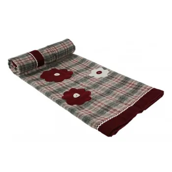 

Blanket Maroon/Gray with Embroidery Flowers