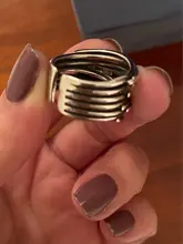 Bijoux-Anillos lineales de estilo Simple para mujer, anillos de cadenas grandes de Color plata multicapa, regalos, 2020