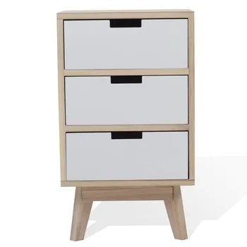

Rebecca Mobili Bedside Table 3 Drawers Contemporary White Wood 60x35x27