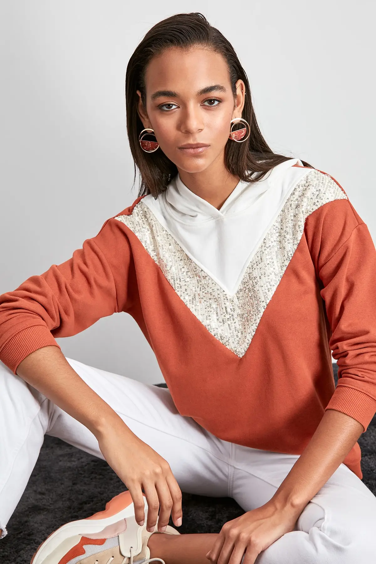 Trendyol трикотажная толстовка с блестками TWOAW20SW0586|Толстовки и свитшоты| |