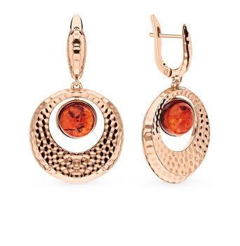 

Silver earrings with amber sunlight sample 925