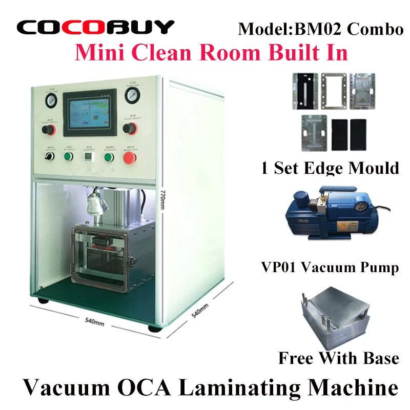 YMJ LCD Front Glass Screen OCA Vacuum laminating machine for Built in Clean Room for iphone samsung