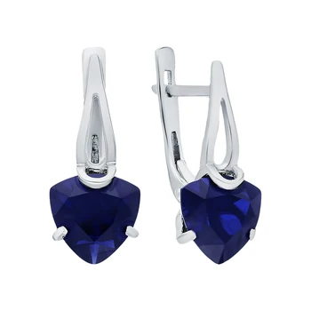 

Silver earrings with sapphires synthetic sunlight sample 925