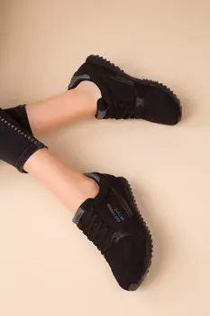 

SOHO Fashion Women Casual Sneaker High Quality Ladies Casual Lace-up Comfortable Sport Shoes Female Running Shoe Black 14865