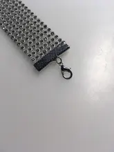 Joyería de moda Punk Hip Hop para hombre y mujer, Gargantilla de malla con elementos para el cuello, Collar con broche de langosta de cristal con incrustaciones de diamantes de imitación