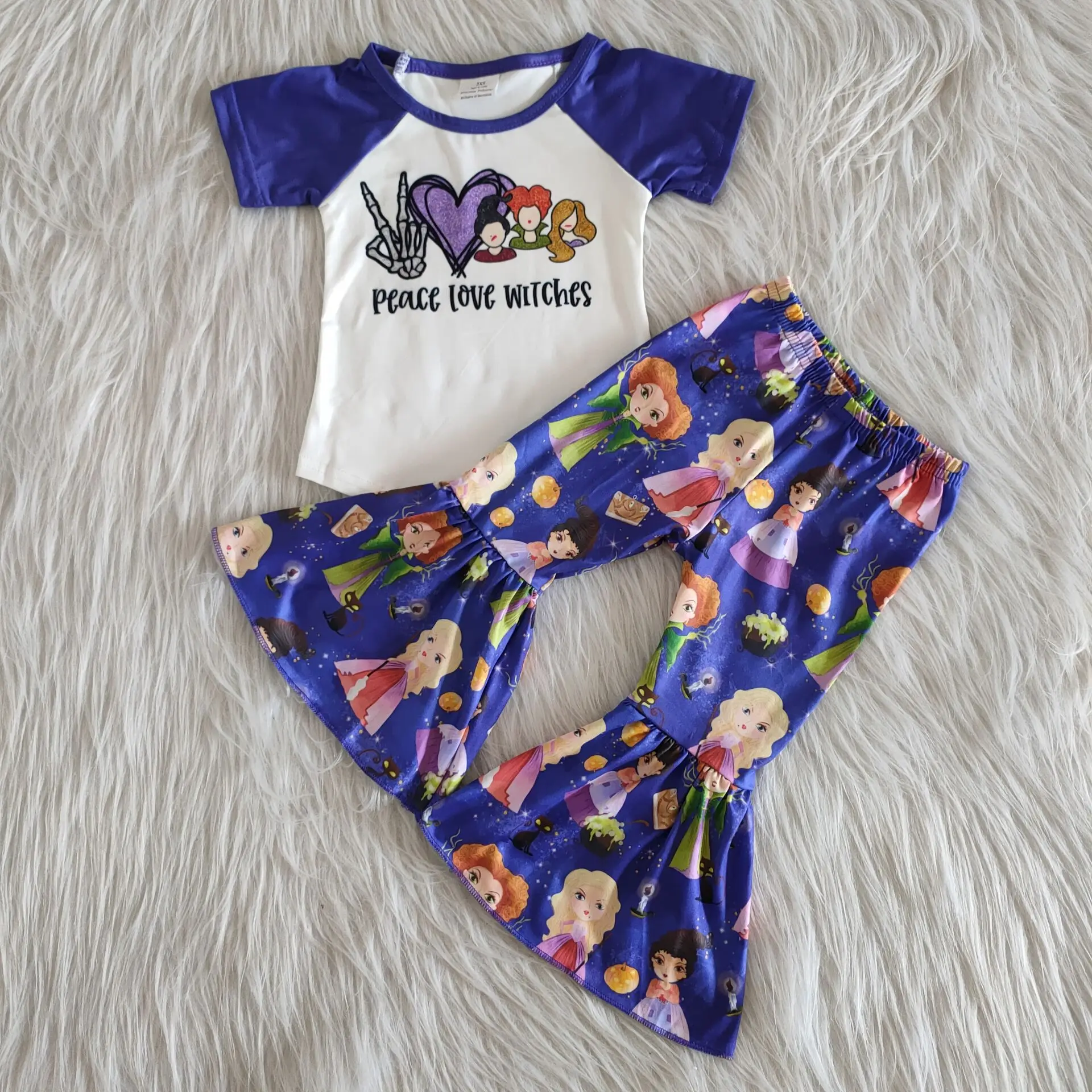 pajamas for newborn girl  Horror cartoon kids wear 2021 hot sale Christmas Eve nightmare outfit baby girl bell bottom fashion 2-piece set newborn clothes set