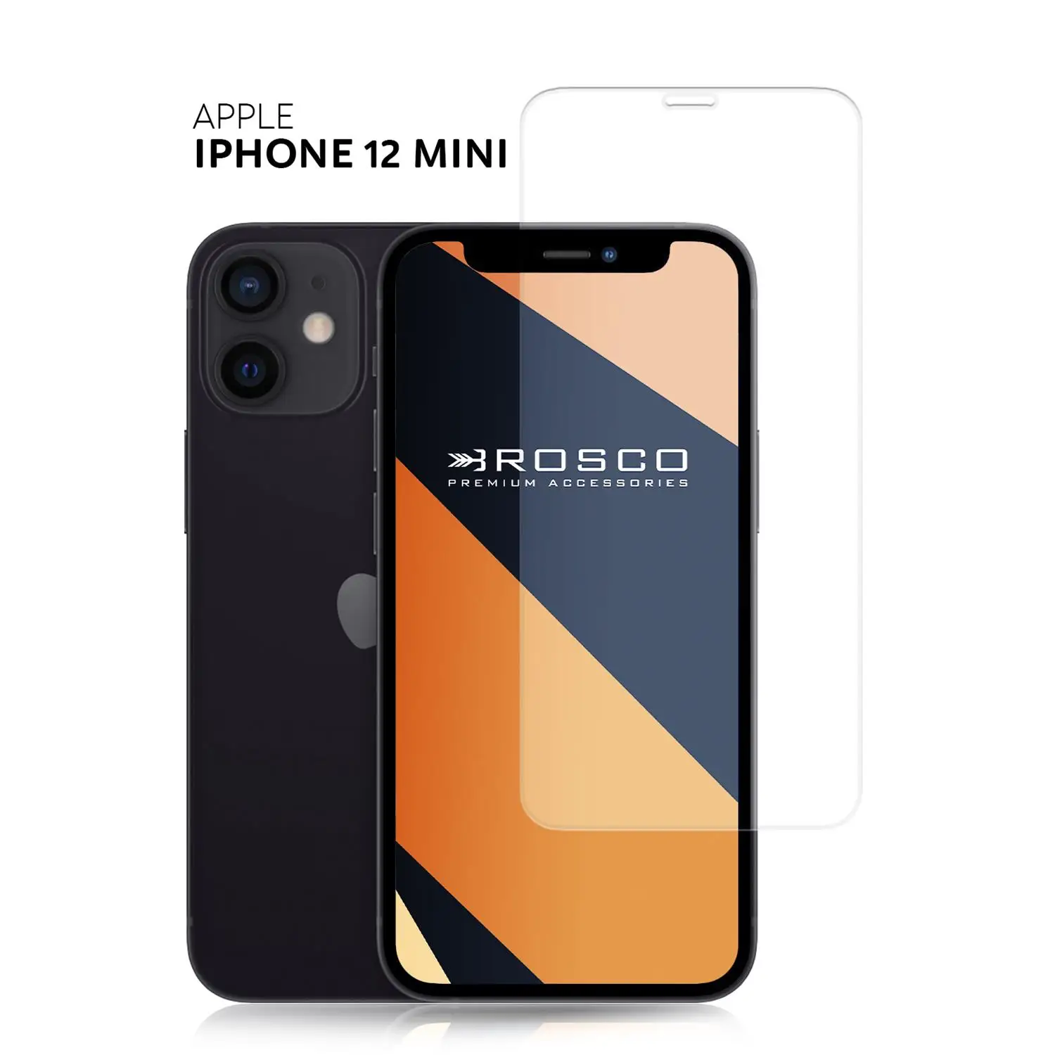 Прозрачное защитное стекло ROSCO с черной рамкой для Apple iPhone 12 mini отступами лучшей