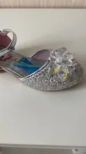 Disney Frozen-zapatos de princesa Elsa para niñas, Sandalias de tacón alto informales con purpurina de cristal de cuero, color rosa, azul y plateado