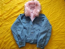 Short Coat Denim Jacket Elexs Korean Big-Fur-Collar Velvet Female Thick Student Winter