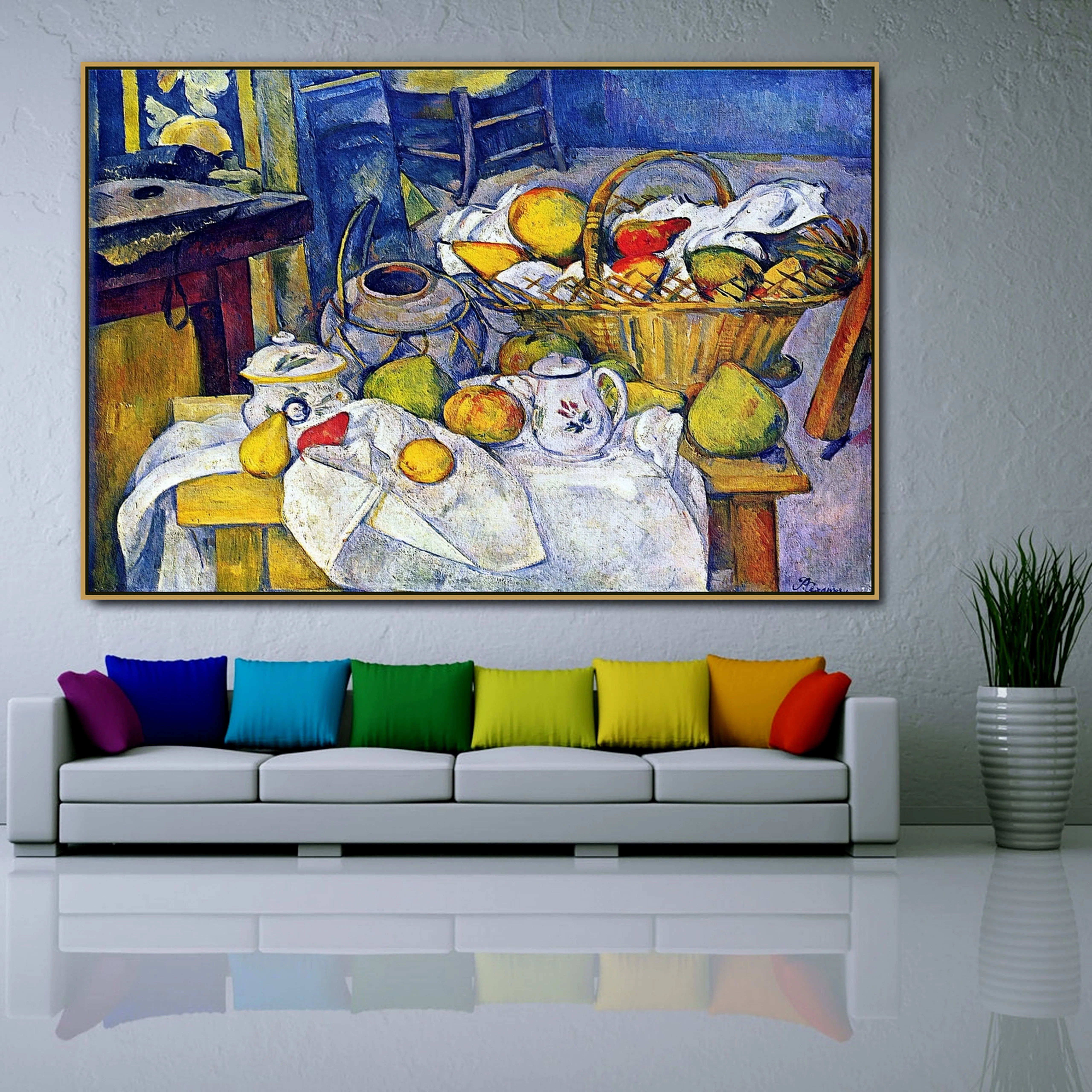 Paul Cezanne старый известный мастер художника натюрморт с корзиной холст живопись