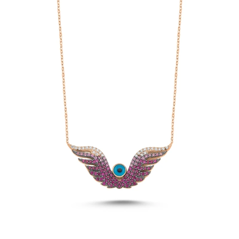 

Armagano Pink Grayscale Zircon Eyes Wing Necklace
