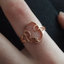 QIMING étnicos artista exagerado las mujeres anillo de rostro humano abstracto anillos de oro nudillo Midi anillo de dedo joyería de fiesta, regalo