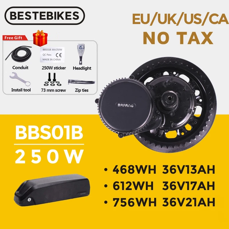 Bafang Motor Bbs01b Bbs01 36v 250w Mid Drive Motor 8fun Engine Electric  Bike Conversion Kit 36v17ah 36v21ah Lithium Battery Kits - Electric Bicycle  Motor - AliExpress