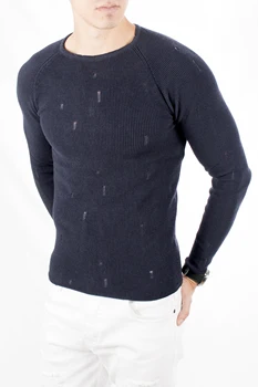 

DeepSEA Male Navy Blue Ripped Detaylı Italian Mercerized Sweater 1808051