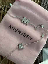 Pulsera de perlas de imitación de estrella de luna de ANENJERY pulsera de plata de ley 925 con gradiente de zirconia de piedra lunar para mujer S-B304