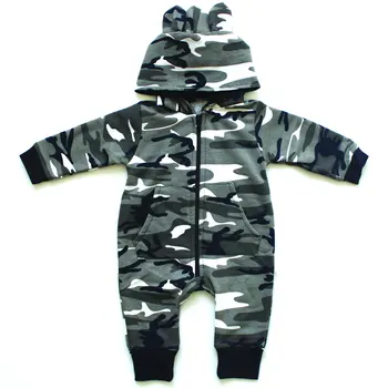 

Camouflage Print Gray Baby Boy Rompers