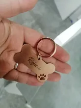 Keychain Pendant Pet-Accessories Pet-Id-Tag Engraved Puppy Dog-Collar Keyring-Bone Cat