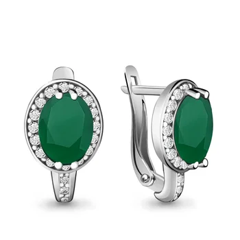 

Earrings made of silver with agate Green