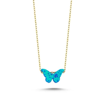 

KUTAYDAN Opal Stone Butterfly Pendant 925 Sterling Silver