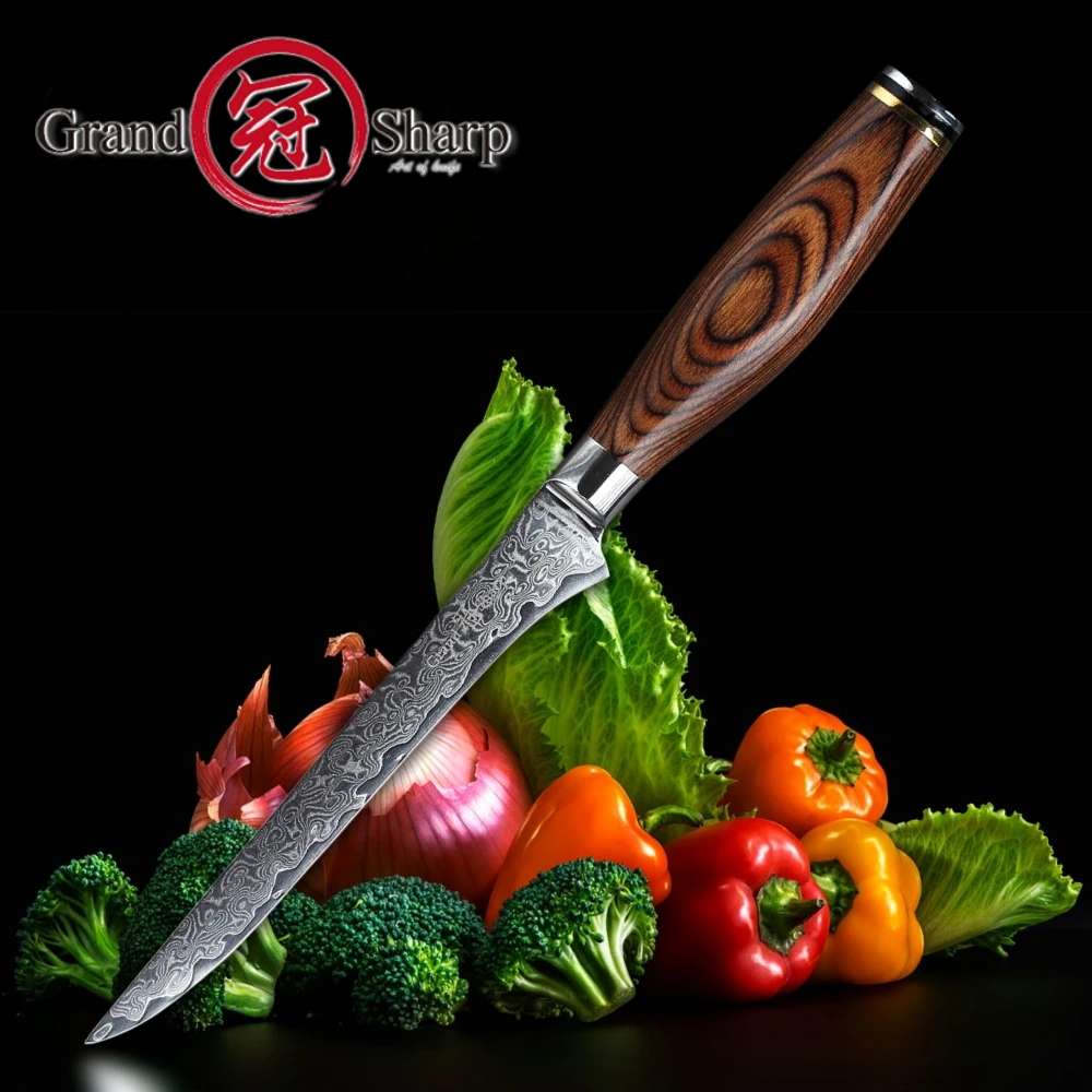 GRANDSHARP 2018 дамасский нож для обвалки высшего качества японский кухонный из стали
