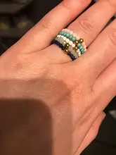 Anillo de Anillos de piedra Natural hecho a mano bohemio para mujer, con cuentas de acero inoxidable, multicolor, cuerda elástica, promesa de boda, ajustable