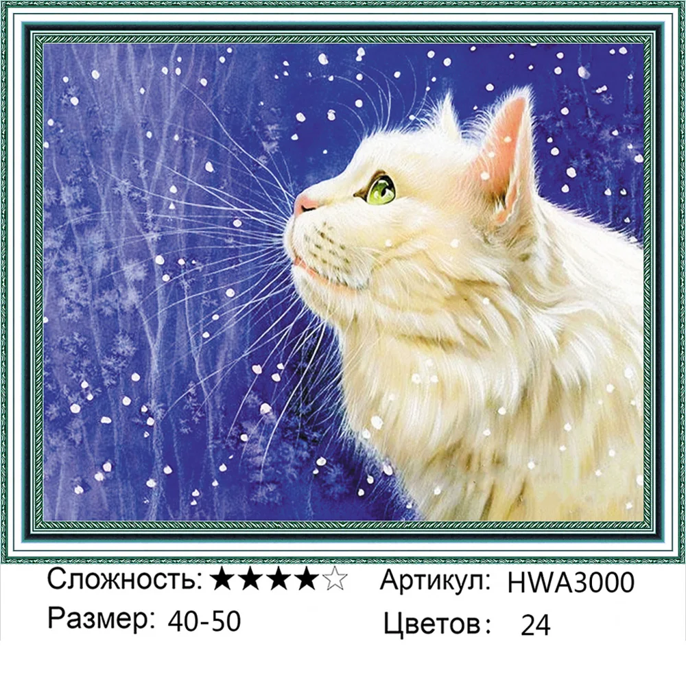 Алмазная мозаика на подрамнике 40*50 см HWA3000. Выходя улицу этот кот безумно был рад