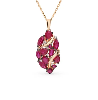 

Gold pendant with rubies and diamonds sunlight sample 585
