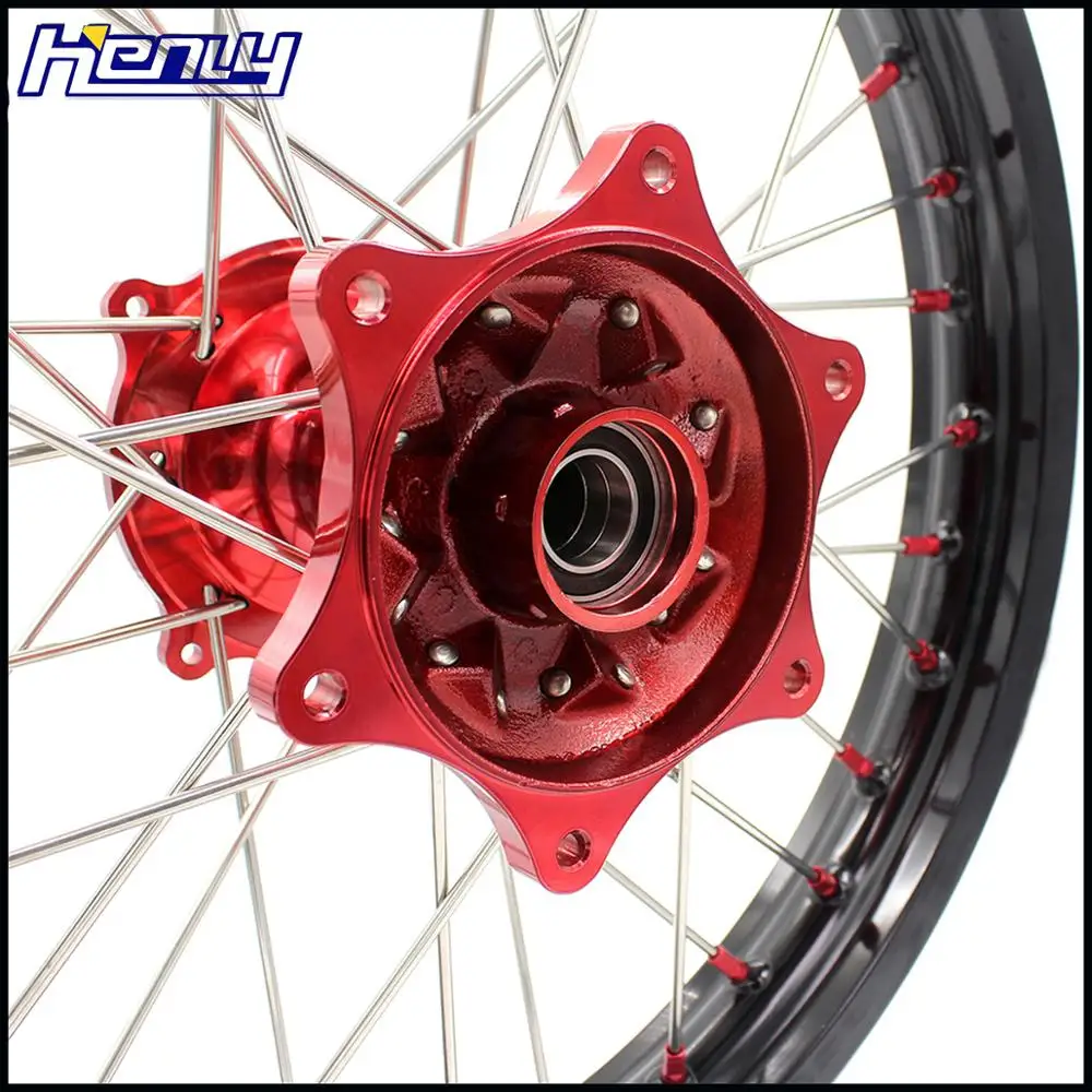 21/19 Литые колеса MX Dirtbike Набор для HONDA CR125R CR250R 1996-1999 CR500R 1996-2001 красный ниппель