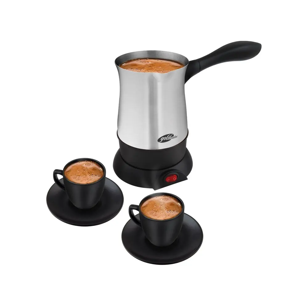 

Goldmaster Welcome Chat with Coffee Set, Turkish coffee Machine, Cup Pad, adjust the Cup Capacity, Wireless Use, stainless Steel