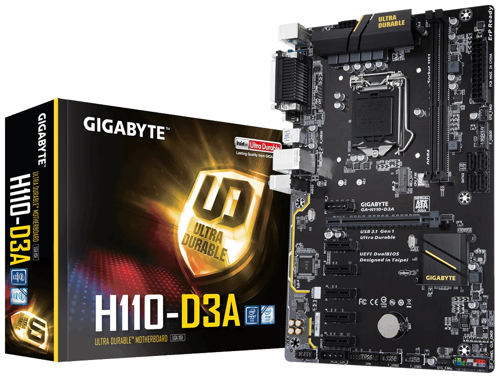 Материнская плата GIGABYTE GA-H110-D3A, LGA 1151, Intel H110, ATX
