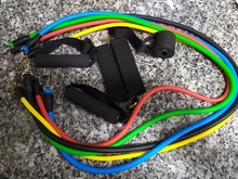 11 unids/set tubo de látex resistencia bandas elásticas para Fitness Yoga gimnasio Ejercicio de tirar de la cuerda casa soporte elástico entrenamiento de la fuerza muscular