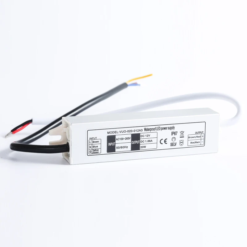 Slim Mini LED Driver Adapter AC100-240V to DC 12V  IP67 12W 20W 30W Outdoor Strip Light Transformer Switching Power Supply wanptek nps605w 0 60v 0 5a switching dc power supply 3 digits display led high precision adjustable mini power supply ac 115v 230v 50 60hz voltage