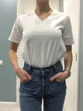 Summer T-Shirt Tees Short-Sleeve Basic Female V-Neck Women Ladies Hirsionsan 100%Cotton