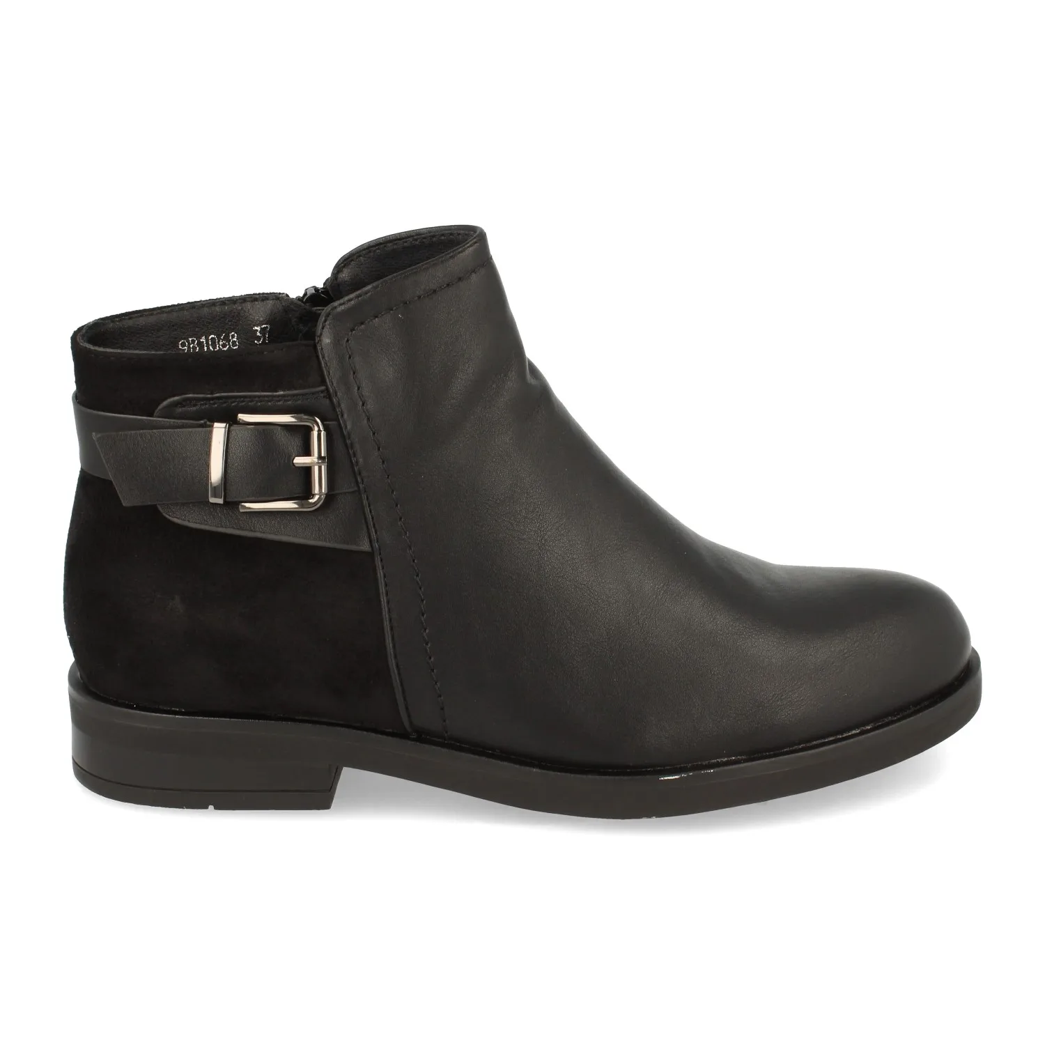 Women's Flat booty decorated with buckle plain print and zipper closure autumn winter 2020 |