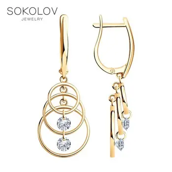 

Sokolov drop earrings with stones in silver with cubic zirconia, fashion jewelry, 925, women's male, long earrings