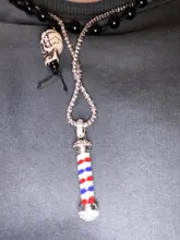 Collar con colgante 3D para barbería, cadena de poste para Barbero, estilo Hip Hop, gótico, joyería