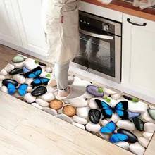 Else белый черный галька камни на Бабочка 3d принт Нескользящая микрофибра кухня счетчик современный декоративный моющийся коврик