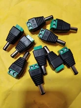 Adaptador de enchufe macho para CCTV, luz LED de un solo color, 12V, 2,1x5,5mm, cc, 10 uds.