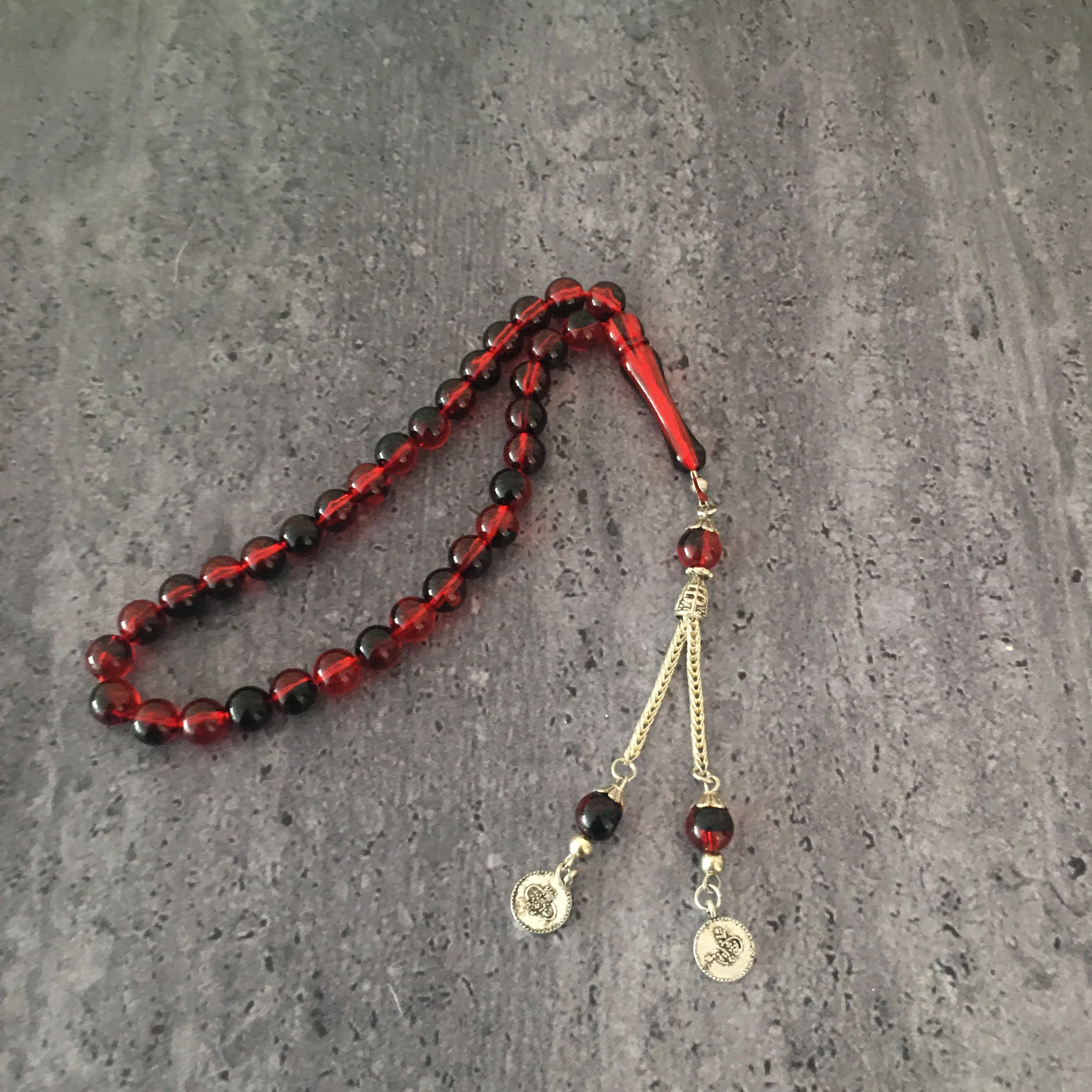 Затягивающий Янтарный исламский молитва 33 бусины Четки Tasbeeh tasbih misbaha красно